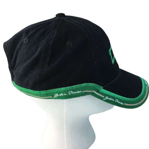 John Deere Baseball Cap Clay Francis Black Embroidered Patch Adjustable Hat u - Picture 4 of 9